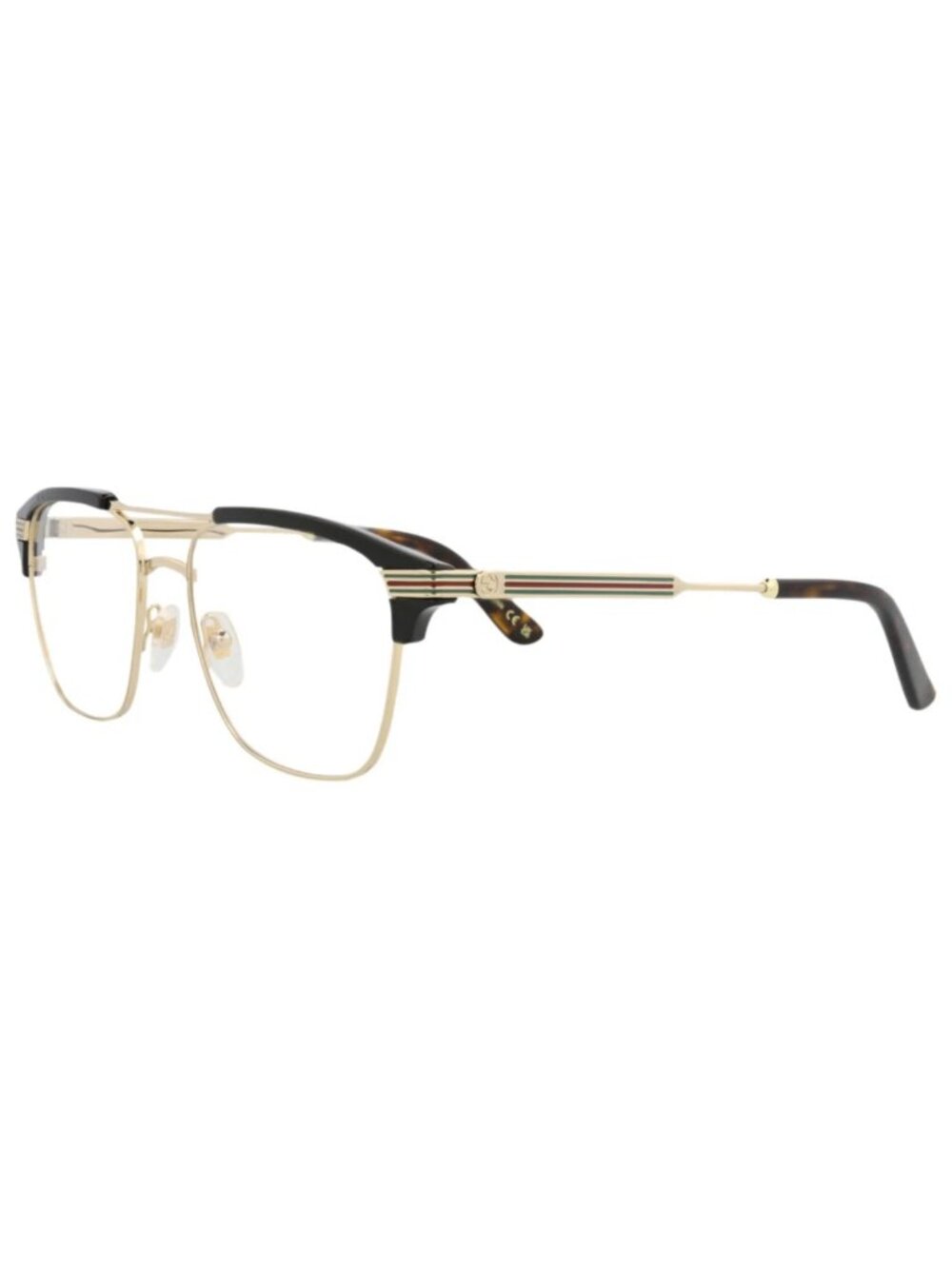 New Gucci Women's Eyeglasses Mens Square Rectangle Gold Gold Transparent